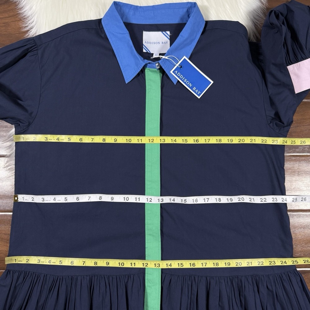 Addison‎ Bay Women's Size XL Navy Blue Collared Poplin Lane Shirt Dress - Picture 6 of 12